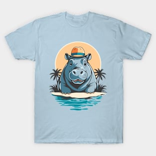 Cute Hippo On Holiday T-Shirt